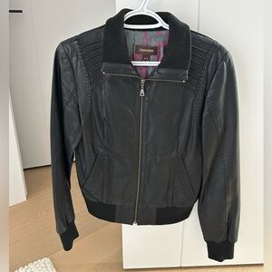 Danier Black Leather Bomber Jacket